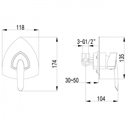 Lemark Mars LM3523C смеситель для душа, встраиваемый