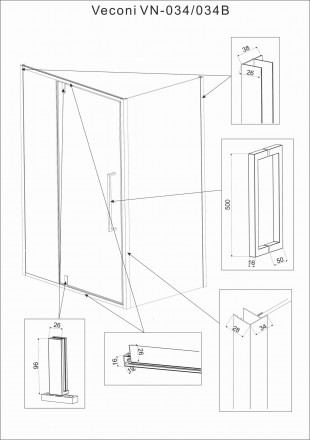 Veconi Rovigo RV034-10080-01-C7 душевой угол