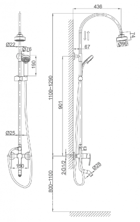 D&amp;K Rhein Valerius DA1363701C11 Душевая система