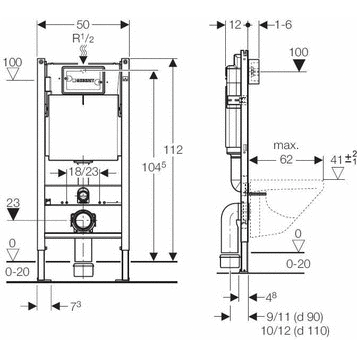 Geberit Duofix 458.125.21.1 инсталляция для подвесного унитаза с клавишей Delta 51