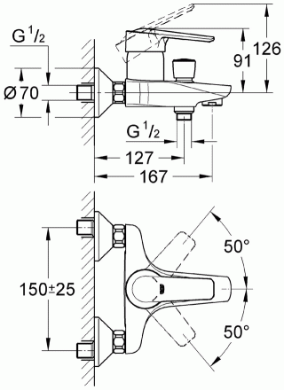 Grohe Eurostyle New 33591LS3 Смеситель для ванны