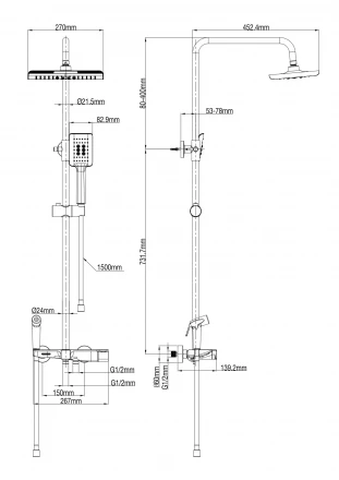 Wonzon &amp; Woghand WW-B3310-CR Душевая система с термостатом хром