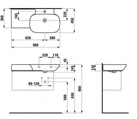 Laufen Ino 8.1330.2.000.104.1 раковина 90x45 см