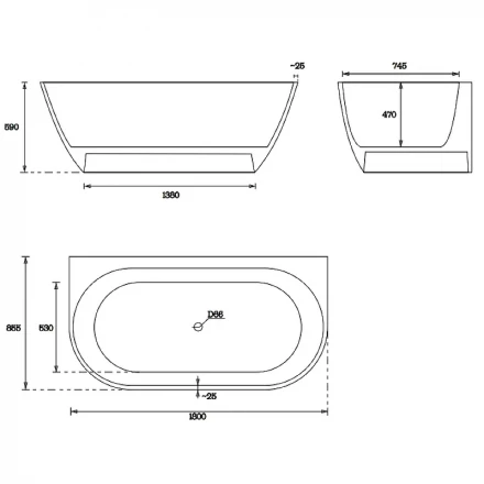 Vate Aska 180x85 Ванна из искусственного камня