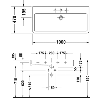 Duravit Vero 0454100000 Раковина 100 см