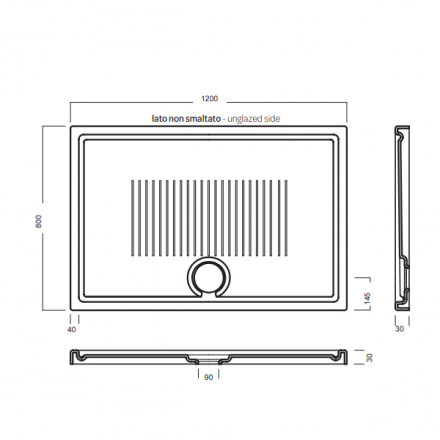 Hatria LIF H3 SBY1ZX01 120х80 Душевой поддон керамический
