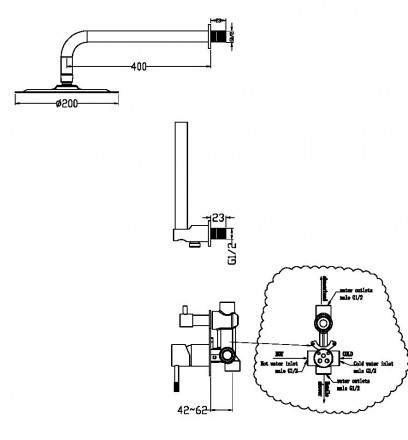 Boheme Uno 464-GM Встраиваемая душевая система
