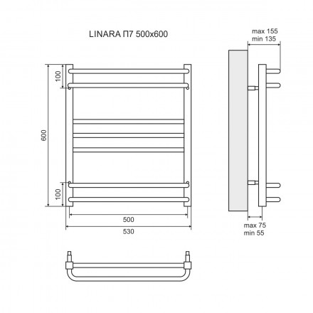 Lemark Linara LM04607 П7 500x600 Полотенцесушитель водяной