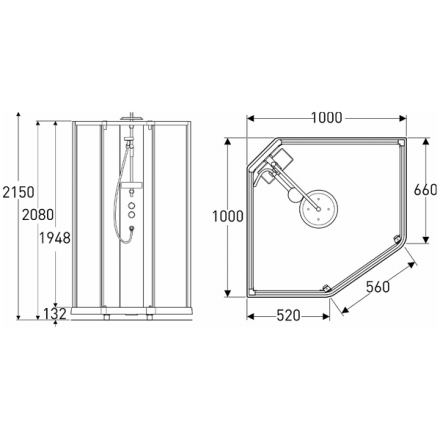 IDO Showerama 10-5 Pentagonal 100x100 Душевая кабина профиль белый