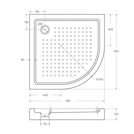 CEZARES TRAY-A-R-95-550-15-W акриловый поддон