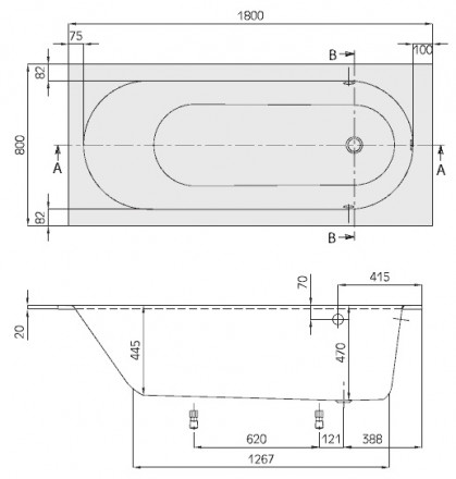 Villeroy Boch Oberon 180x80 ванна с гидромассажем