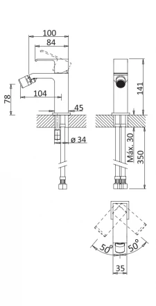 CEZARES PORTA-BS1-01-W0 смеситель для биде