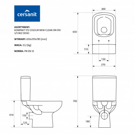 Cersanit Colour KO-COL011-3/5-COn-DL Унитаз напольный с бачком