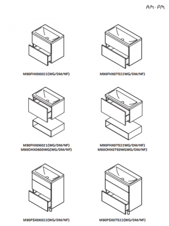 Am.pm Gem M90FHX07521NF тумба 75 под раковину с 1 ящиком орех