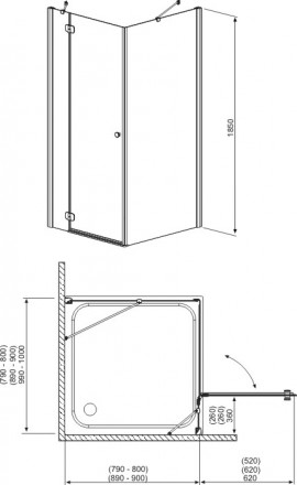 Radaway Torrenta KDJ 100Rx80 Душевой угол стекло прозрачное