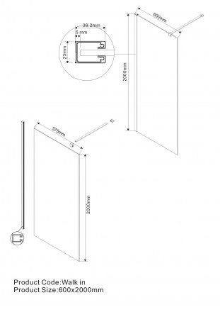 Vincea Walk in VSW-1H600CLB душевая перегородка