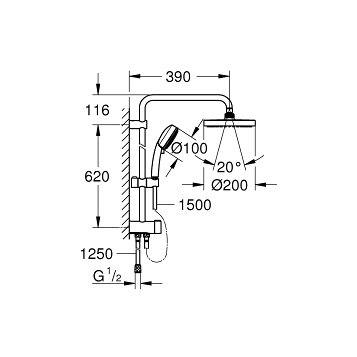 Grohe New Tempesta Cosmopolitan 200 27394002 Душевая стойка
