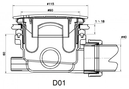 RGW Velplex QYD-01-br Сифон для душевых поддонов бронза 90 мм