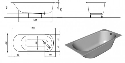 Kolpa san Betty E2 180x80 акриловая ванна