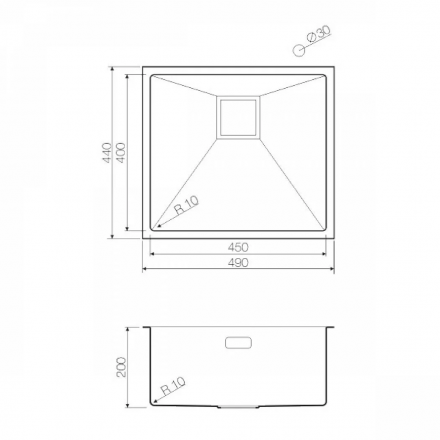 Omoikiri Taki 49-U/IF-LG мойка 490x440 нержавеющая сталь