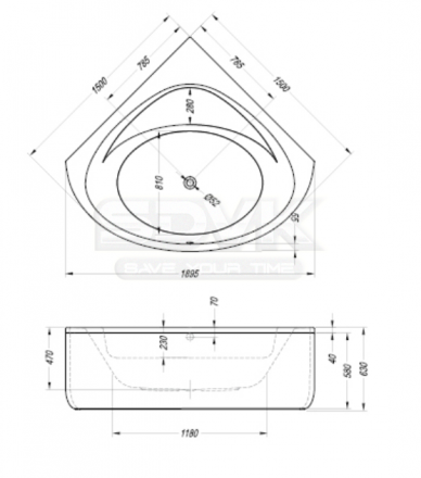 Kolpa san Dolores 150x150 Basis акриловая ванна