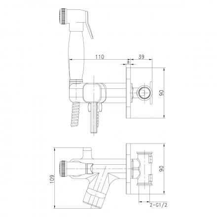 Lemark Solo LM7165G смеситель с гигиеническим душем, встраиваемый