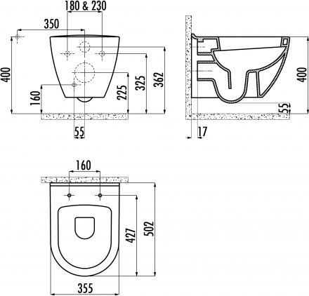 Creavit Terra TP325-11KI00E-0000 унитаз подвесной (чаша)