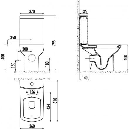 Creavit Lara LR360-11CB00E-0000 унитаз напольный (чаша)