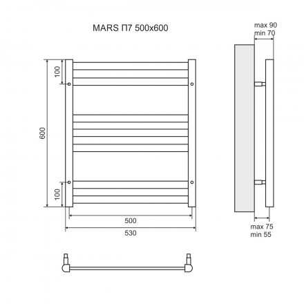 Lemark Mars LM35607E П7 500x600 Полотенцесушитель электрический левый/правый