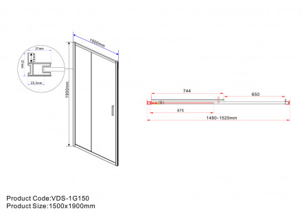 Vincea Garda VDS-1G150CL душевая дверь