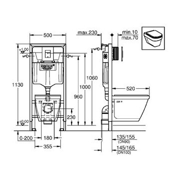 Grohe Solido Perfect 39186000 Комплект 5в1 инсталляция и унитаз