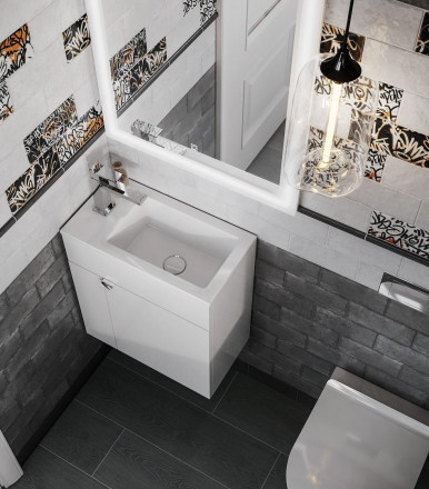 Kerama Marazzi Lato 50 тумба подвесная с дверцей, белая глянцевая