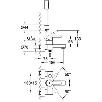 Grohe Lineare New 33850001 смеситель для ванны с душем