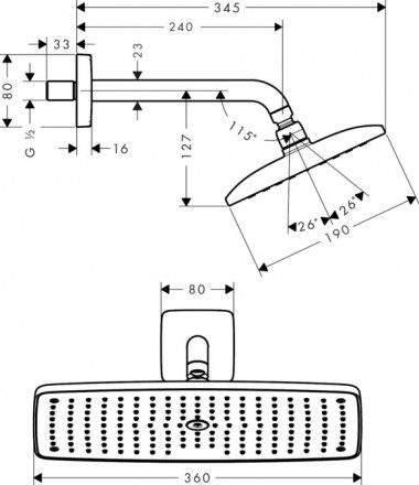Hansgrohe Raindance E 360 AIR 1jet 27371000 Верхний душ