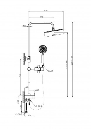 BelBagno ANCONA ANCONA-DOC2FD-CRM Душевая стойка