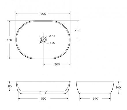 BelBagno BB1084-H301 накладная раковина