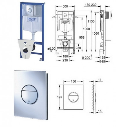 Grohe Rapid SL 38813001 Инсталляция для подвесного унитаза