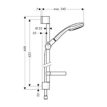 Hansgrohe Croma 100 Vario 27772000 Душевой гарнитур 65 см