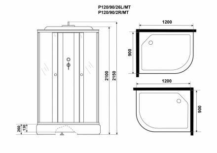 Niagara Promo P120/90/26L/MT 120x90 душевая кабина