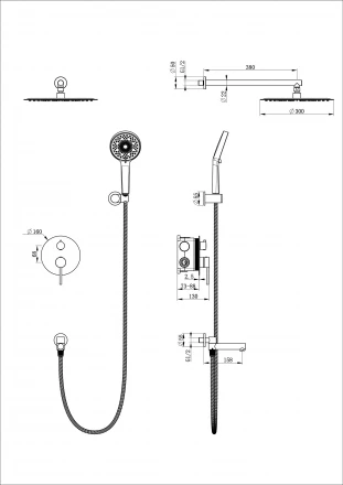 Wonzon &amp; Woghand Stick WW-88939017-BG Душевая система встраиваемая брашированное золото