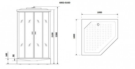 Niagara NG-6002GD 100х100 душевая кабина низкий поддон