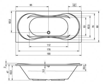 Riho Supreme 190x90 без гидромассажа акриловая ванна