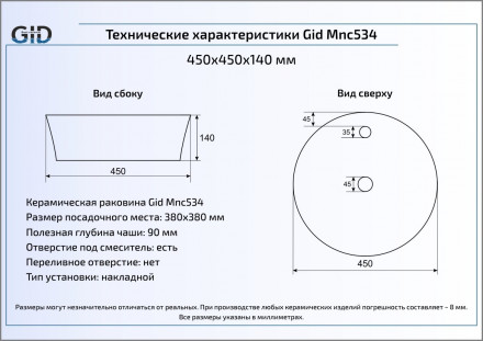 Gid Mnc534 раковина