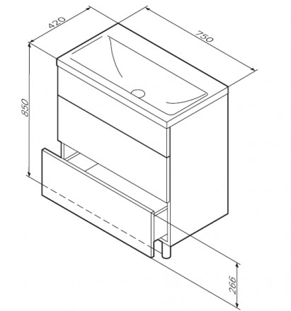 AM.PM Gem M90FSX07522NF тумба под раковину 75 2 ящика орех