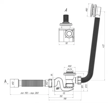 Ани EC655S слив перелив для ванны хром