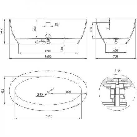 Salini Alda 101924M Ванна отдельностоящая белый 160x80