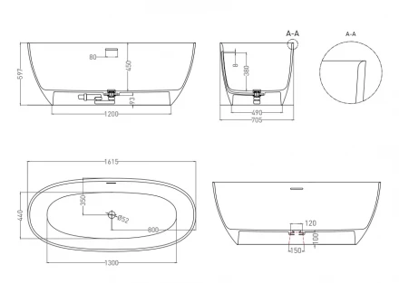 Salini Alda 101914G Ванна отдельностоящая белый 160x80