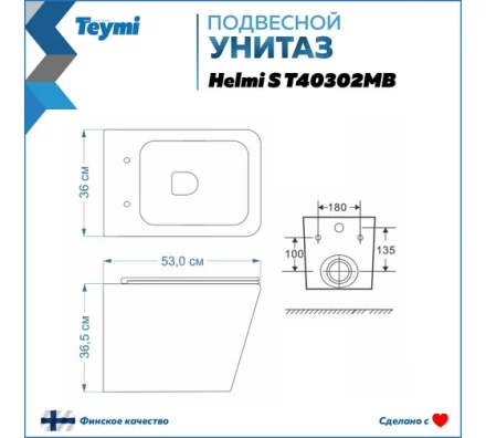 Teymi T40302MB Унитаз подвесной