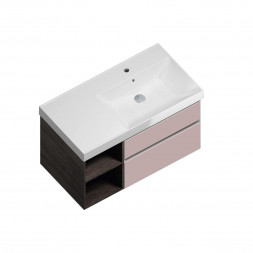 Kerama Marazzi Cubo 90 тумба подвесная с ящиками правая , мальва матовая-древесная
