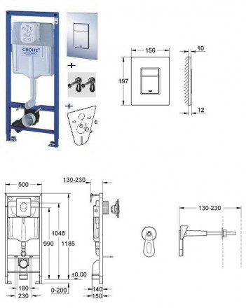 Grohe Rapid SL 38775001 Инсталляция для подвесного унитаза